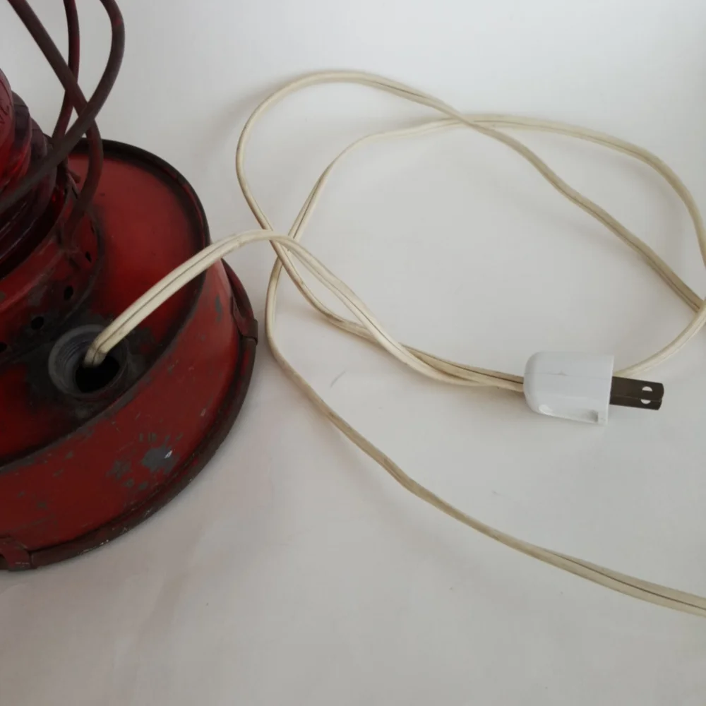 Lantern Railroad Red Electric Vintage Metal Handlan St. Louis Patio Deck